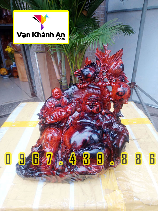 Tượng Phật Di Lặc gỗ Trắc đỏ đen