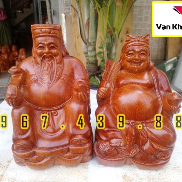 Tượng Thần Tài Thổ Địa bằng gỗ hương