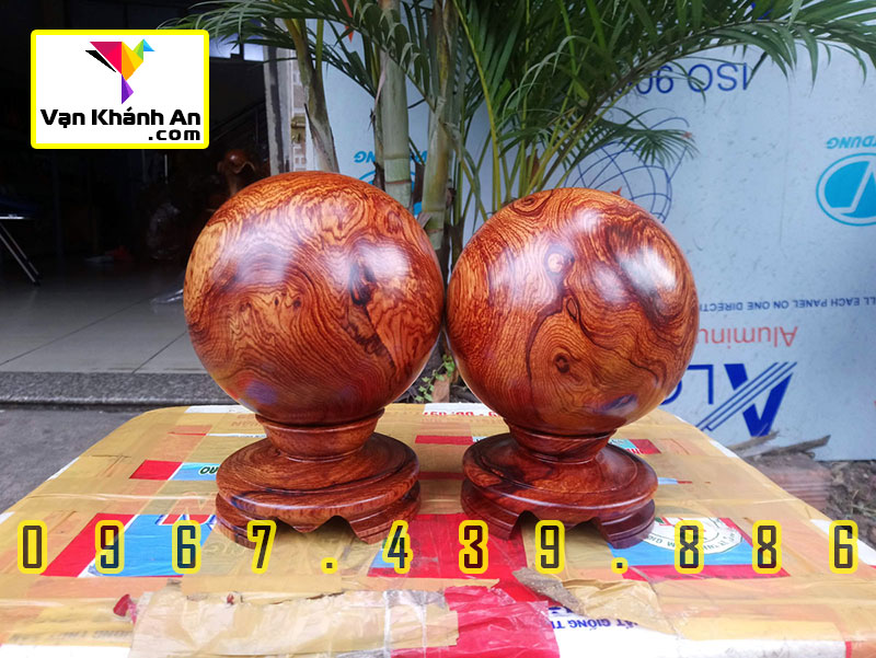Quả bi cầu tròn gỗ cẩm