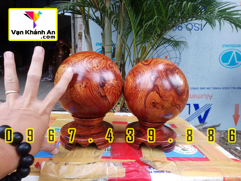 Quả bi cầu tròn gỗ cẩm