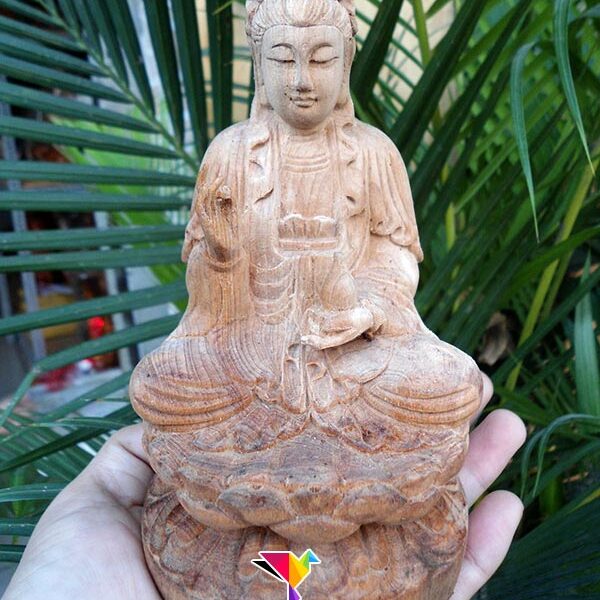 Phật Bà Quan Âm để xe gỗ ngọc am