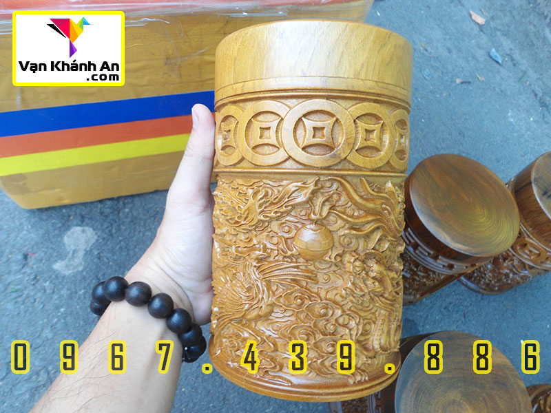 Hộp trà bằng gỗ mẫu Long Phụng