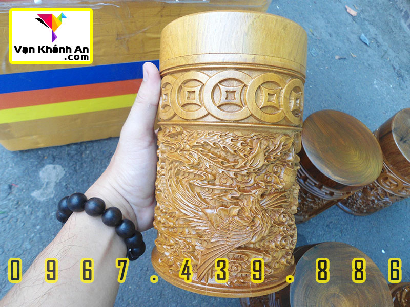 Hộp trà bằng gỗ mẫu Long Phụng