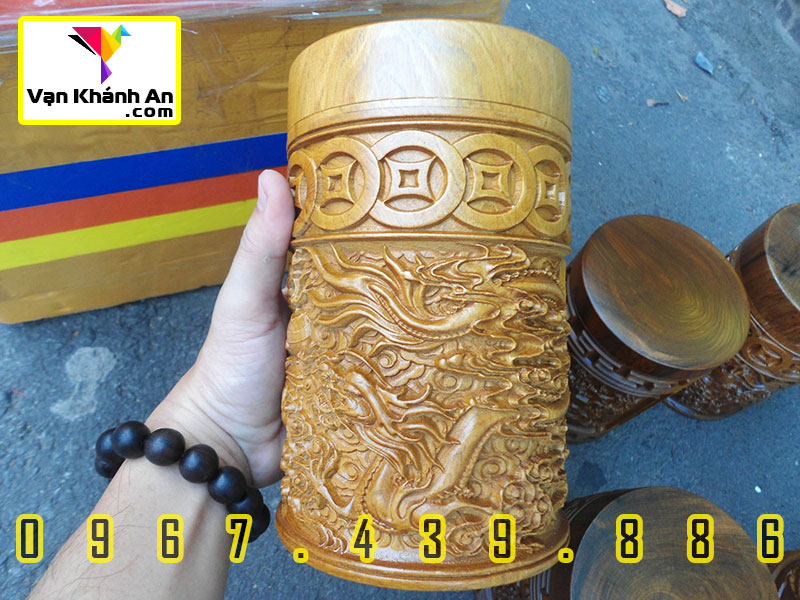 Hộp trà bằng gỗ mẫu Long Phụng