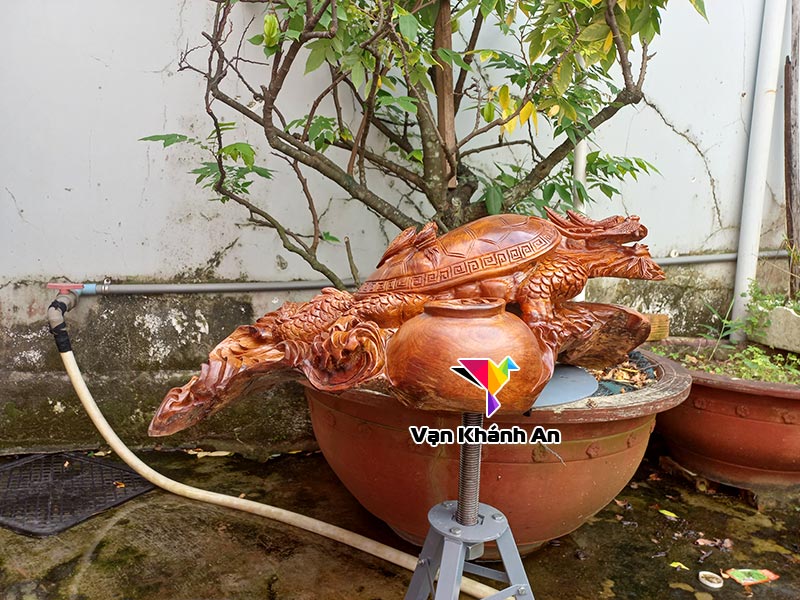 Tượng gỗ Long Quy mẫu tử