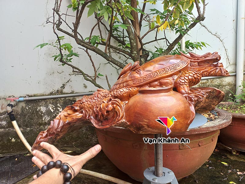 Tượng gỗ Long Quy mẫu tử