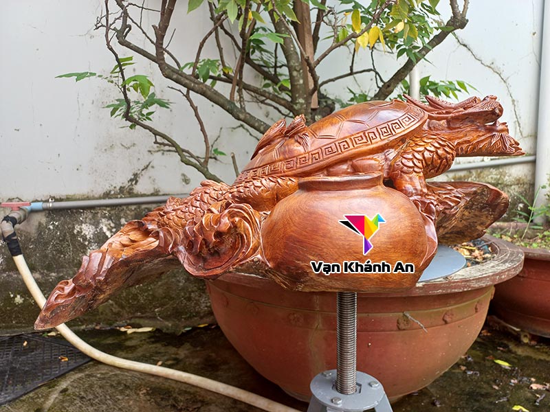 Tượng gỗ Long Quy mẫu tử