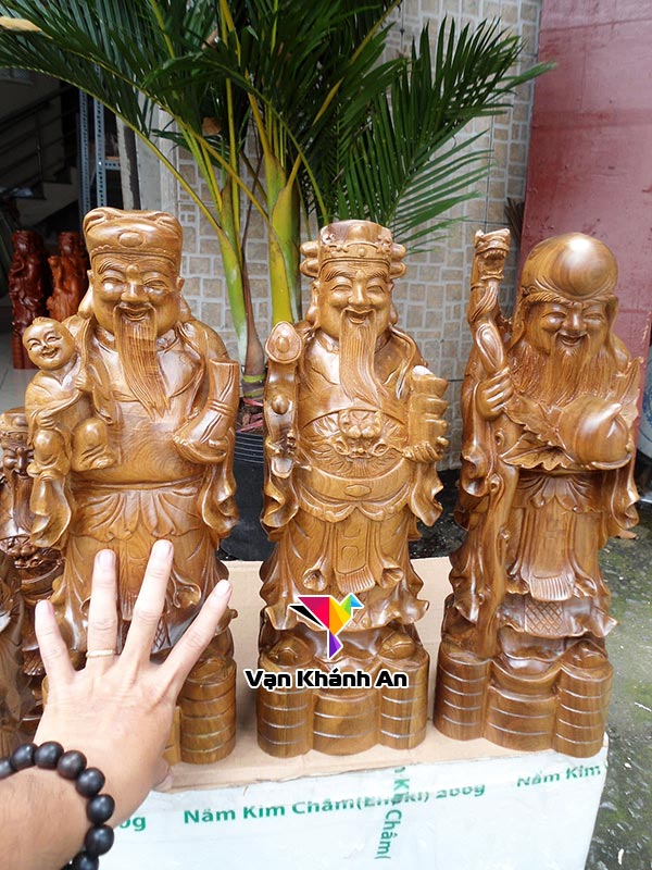 Tượng Phúc Lộc Thọ gỗ bách xanh