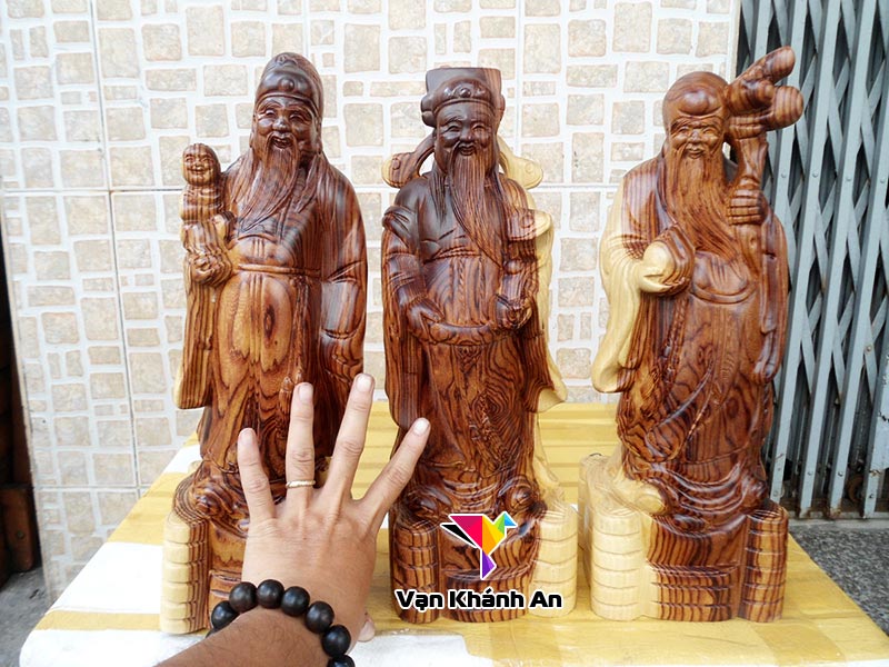 Tượng Phúc Lộc Thọ gỗ cẩm