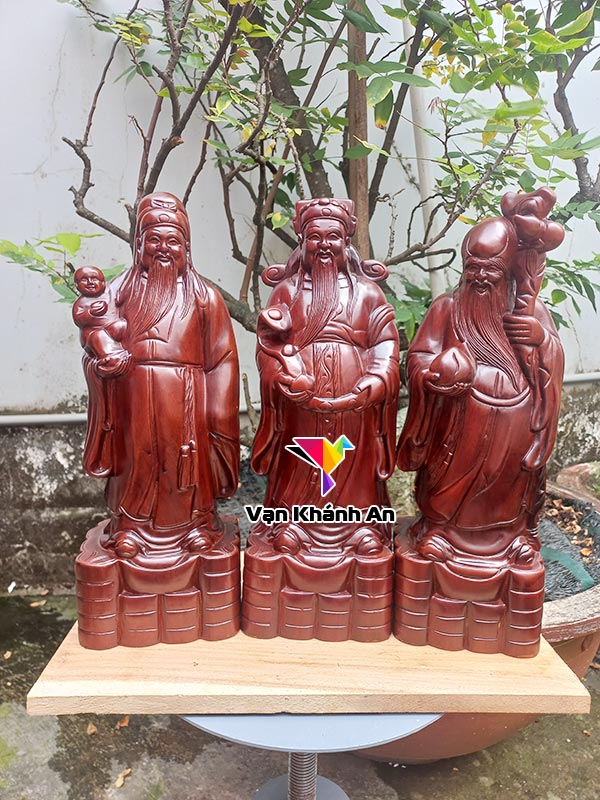 Tượng Phúc Lộc Thọ bằng gỗ hương Việt