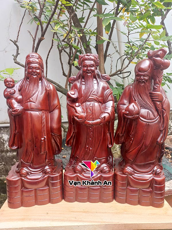 Tượng Phúc Lộc Thọ bằng gỗ hương Việt
