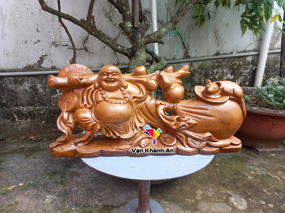 Tượng gỗ Phật Di Lặc kéo bao tiền