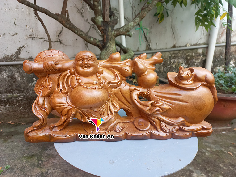 Tượng gỗ Phật Di Lặc kéo bao tiền