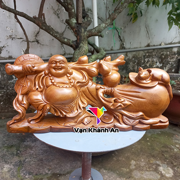 Tượng gỗ Phật Di Lặc kéo bao tiền