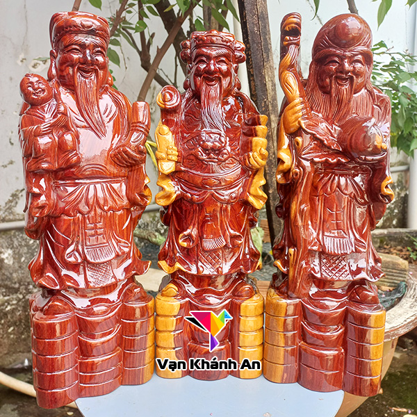 Tượng Tam Đa (Phúc Lộc Thọ) gỗ trắc dây