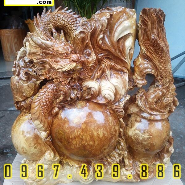 Tượng Rồng Phong Thủy Gỗ Nu